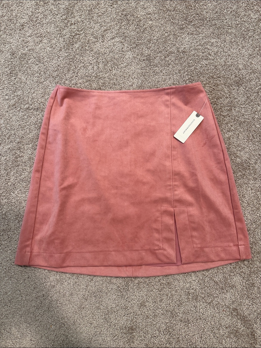 Women’s Anthropologie Mini Skirt Maeve Rose Blush Pink Faux Suede